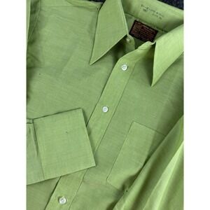 VTG Sears Kings Road Shirt Mens XL Green Perma Prest 70s Button Down
